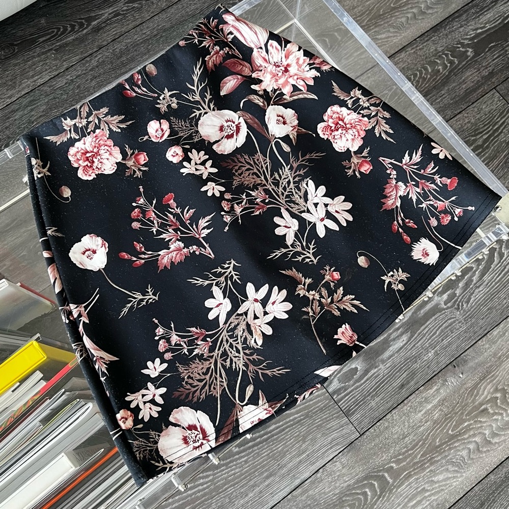 Missguided Floral Print Neoprene Skirt